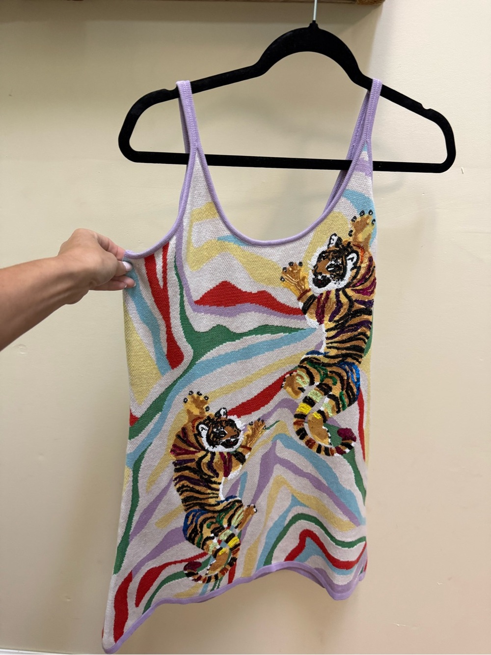 Queen of Sparkles Rainbow Tiger Embroidered Dress